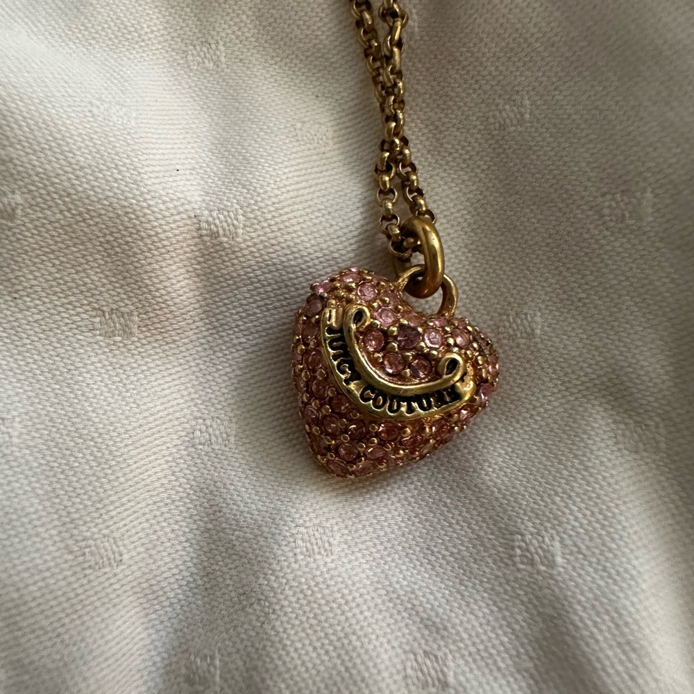 Juicy Couture Gold and Pink Heart Necklace